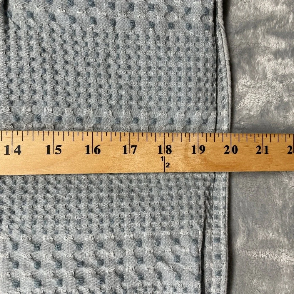Pottery Barn Pillow Shams King Grey Waffle Weave Quilted 100% Cotton Set of 2